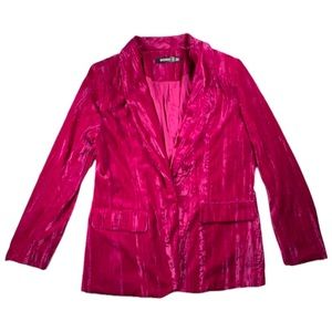 Missguided Hot Pink Crushed Velvet Blazer